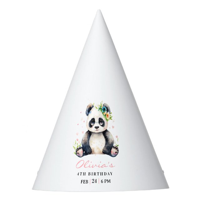 Chapeaux De Fètes Invitation d'anniversaire de Panda, Invitation d'a (Devant)