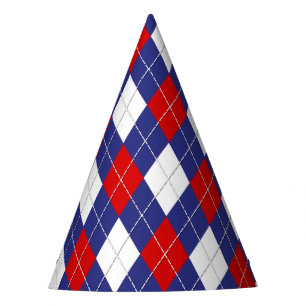 Chapeaux De Fètes Jacquard rouge, blanc, bleu 2 PAPIERS CASQUETTES