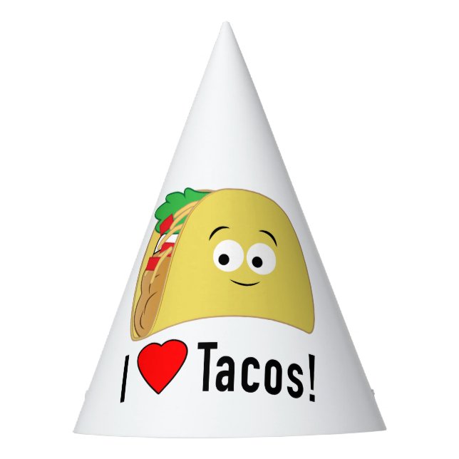 Chapeaux De Fètes J'aime le casquette d'anniversaire de tacos (Devant)