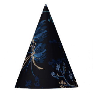 Chapeaux De Fètes Jardin sombre : Floral bleu monotone