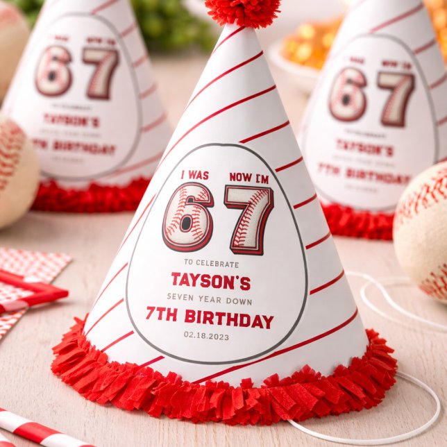 Chapeaux De Fètes J'avais 6 ans, maintenant j'ai 7 ans – Baseball 7e (I Was 6, Now I’m 7 – Baseball 7th Birthday Party Hat
)