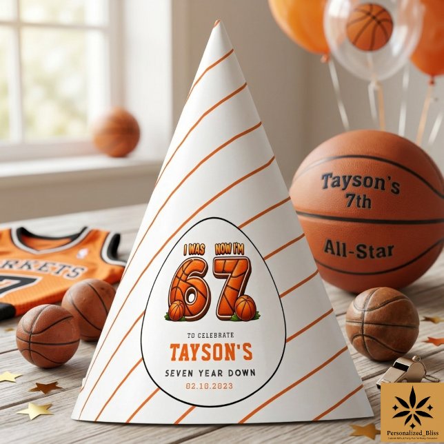 Chapeaux De Fètes J'avais 6 ans, maintenant j'ai 7 ans Basket-ball – (I Was 6, Now I’m 7 Basketball – All-Star Birthday Party Hat
)