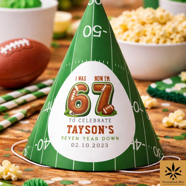 Chapeaux De Fètes J'avais 6 ans, maintenant j'ai 7 ans – Football Am (I Was 6, Now I’m 7 – Football America 7th Birthday Party Hat
)