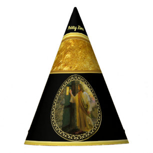 Chapeaux De Fètes Jésus à votre porte dans la feuille d'or et le