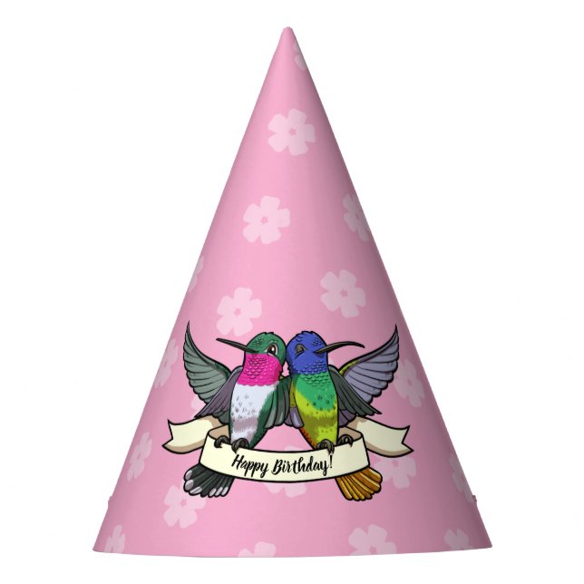 Chapeaux De Fètes Joli anniversaire aux colibris ! Carton au ruban (Devant)