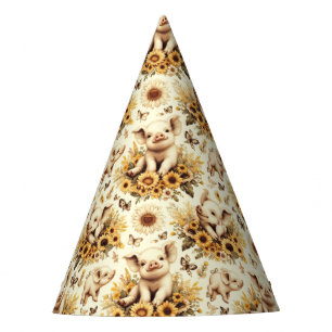 Chapeaux De Fètes Joli Motif de cochon de tournesol Vintage