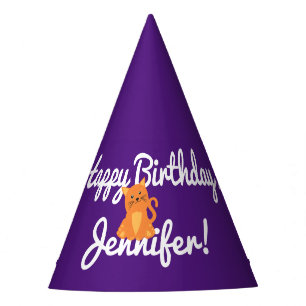 Chapeaux De Fètes Joli Nom de Chien Orange Cartoon Violet Blanc Scri