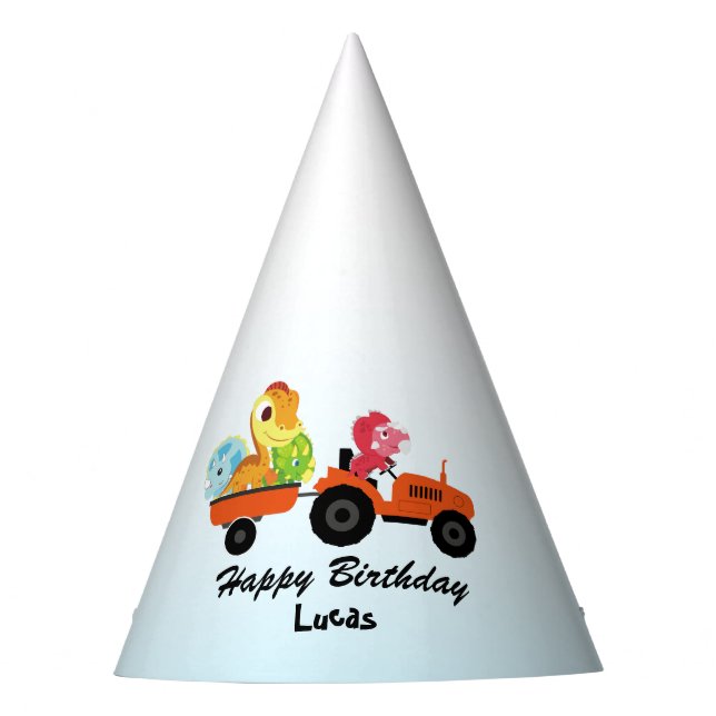 Chapeaux De Fètes Jolie dinosaure tracteur garçon Retour à l'école A (Devant)