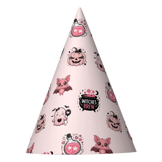 Chapeaux De Fètes Jolie Halloween rose et noir (Devant)