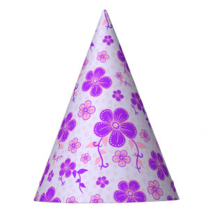 Chapeaux De Fètes Jolie impression florale violet et rose sur Lavend