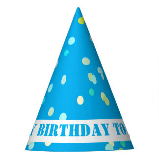 Chapeaux De Fètes Jolis points de confettis colorés Bleu Joyeux Anni