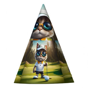 Chapeaux De Fètes Joueur de golf animé et drôle en chat,