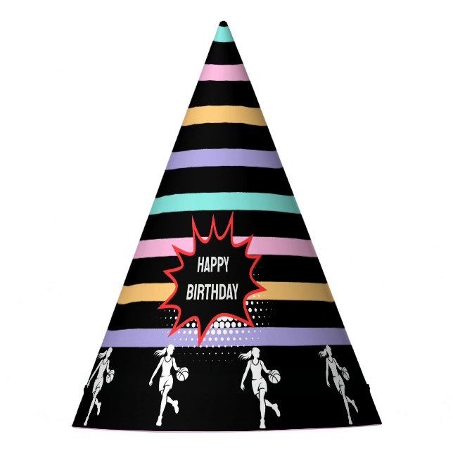 Chapeaux De Fètes Joueuse de basketball, Équipe Anniversaire (Devant)