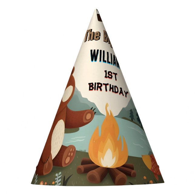 Chapeaux De Fètes Jour Brown Fun Fish Boy Cute Baby Bear 1er Anniver (Devant)