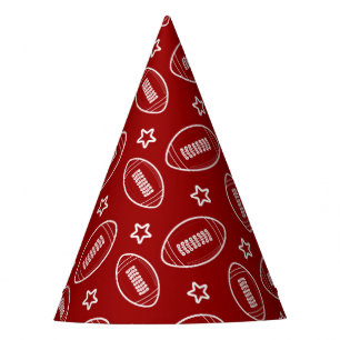 Chapeaux De Fètes Jour du Motif sportif de football rouge