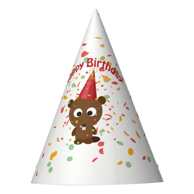 Chapeaux De Fètes Joyeux anniversaire Confetti Party Beaver (Devant)