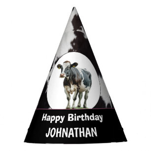 Chapeaux De Fètes Joyeux anniversaire de la vache blanche