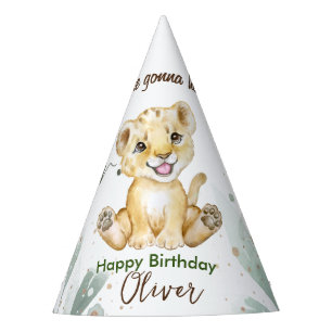 Chapeaux De Fètes Joyeux anniversaire de mignons petits lionceaux 
