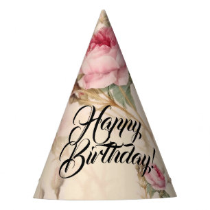 Chapeaux De Fètes Joyeux Anniversaire Floral Vintage Beau