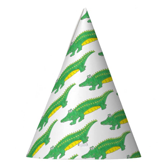 Chapeaux De Fètes Joyeux Anniversaire Jaune Alligator Vert Crocodile (Gauche)