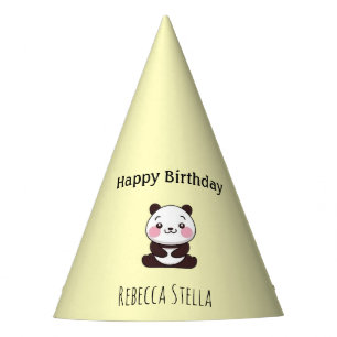 Chapeaux De Fètes Joyeux anniversaire ours panda mignon jaune