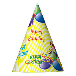 Chapeaux De Fètes Joyeux Anniversaire Papier Casquette Jaune Bande