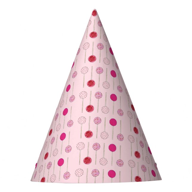 Chapeaux De Fètes Joyeux Anniversaire Pink Frosted Cake Pops (Devant)