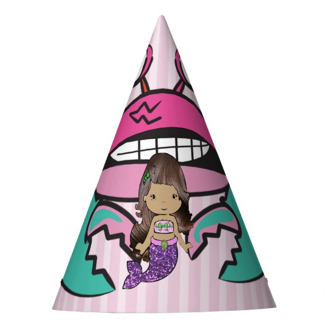 Chapeaux De Fètes Joyeux anniversaire Purplee Mermaid Casquette d'an (Devant)