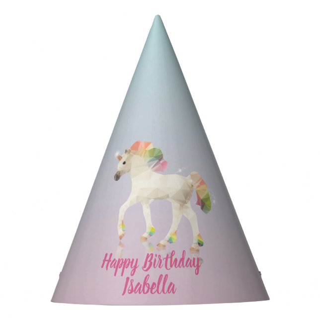 Chapeaux De Fètes Joyeux anniversaire Rainbow Unicorn Nom - Casquett (Devant)