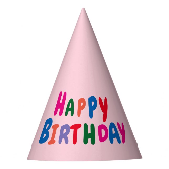 Chapeaux De Fètes Joyeux anniversaire rose doux et simple (Devant)