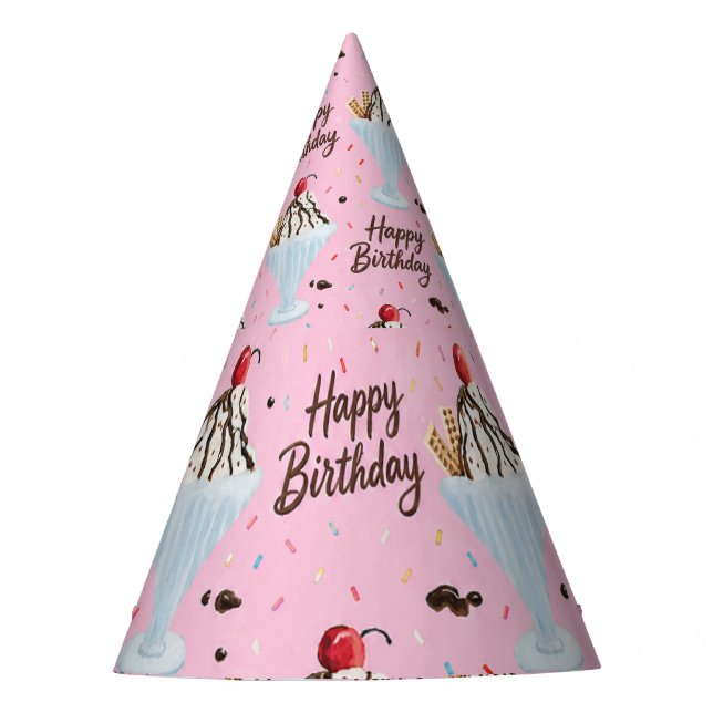 Chapeaux De Fètes Joyeux Anniversaire Sundae de Glace (Devant)