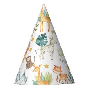Chapeaux De Fètes Jungle safari animaux mignonette fête d'anniversa