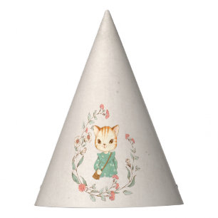Chapeaux De Fètes Kitty Chat Floral Girly Kitten Anniversaire