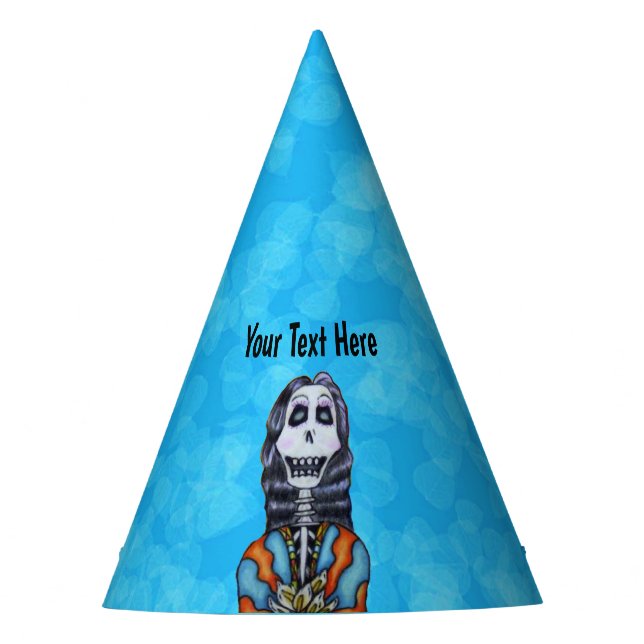 Chapeaux De Fètes Lady Day of Dead Skeleton Cape Aqua blue (Devant)