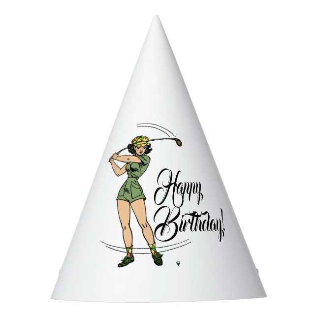 Chapeaux De Fètes Lady Golfer Joyeux anniversaire (Devant)