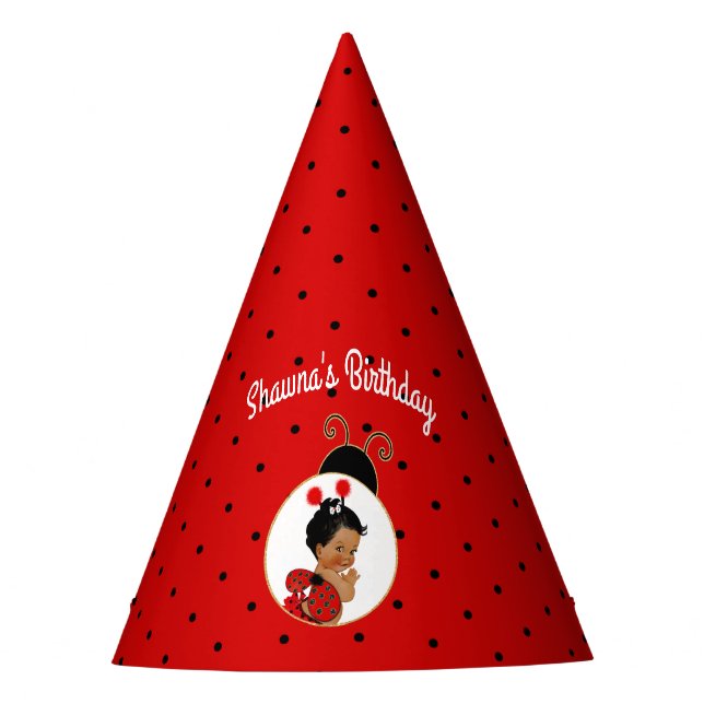 Chapeaux De Fètes Ladybug African American Baby Girl Red & Black (Devant)