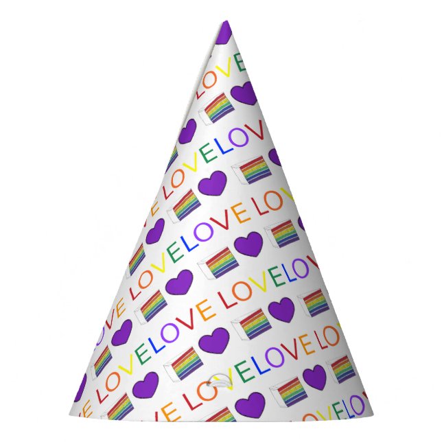 Chapeaux De Fètes L'amour est l'amour Rainbow Mariage Cake Purple He (Gauche)
