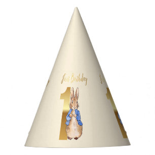 Chapeaux De Fètes Lapin classique en veste bleue Premier anniversair