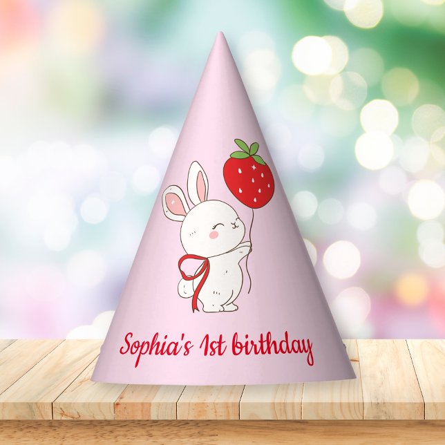 Chapeaux De Fètes Lapin d'anniversaire fraise rose (Créateur téléchargé)