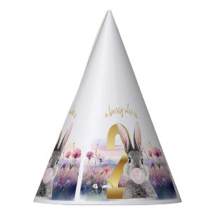 Chapeaux De Fètes Lapin Deuxième Anniversaire soufflant du bubble gu