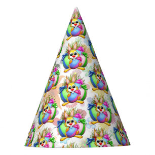 Chapeaux De Fètes Lapin drôle mordant un œuf de Pâques