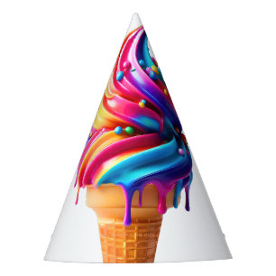 Chapeaux De Fètes Le cône de glace classique vibrant de SlipperyJoe'
