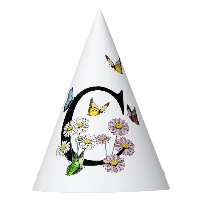 Chapeaux De Fètes Lettre C Floral Butterfly Monogramme initial (Devant)