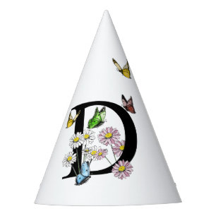 Chapeaux De Fètes Lettre D Monogramme de papillon floral