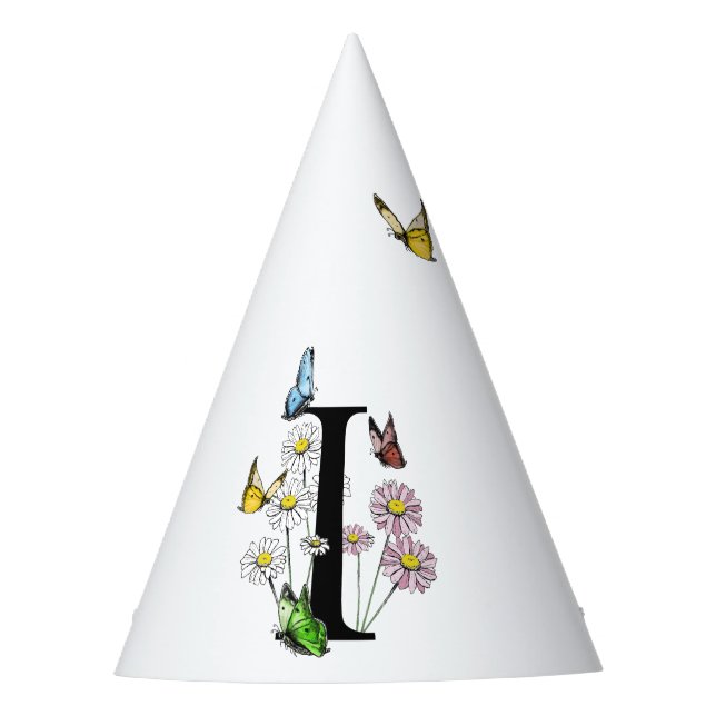 Chapeaux De Fètes Lettre I Floral Papillon Monogramme initial (Devant)