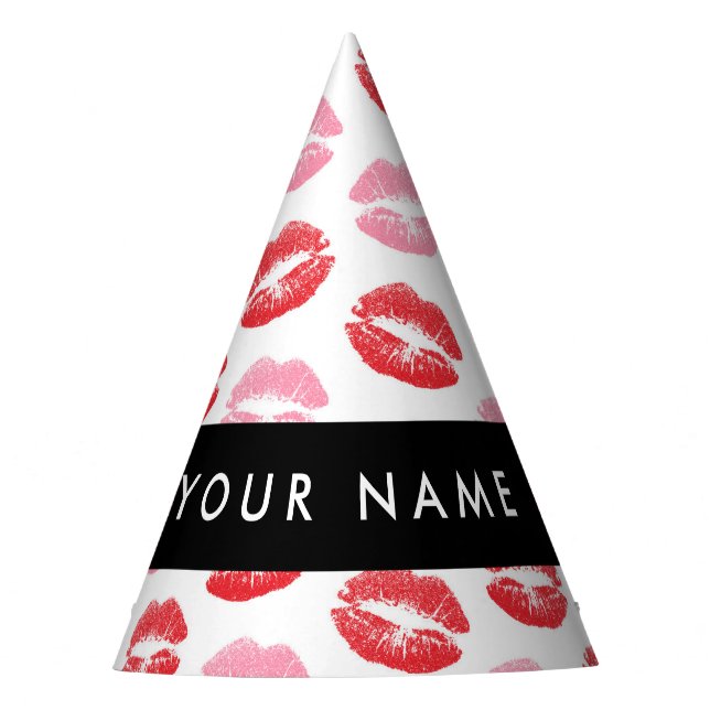 Chapeaux De Fètes Lèvres Rouges, Lèvres Roses, Baiser, Votre Nom, Pe (Devant)