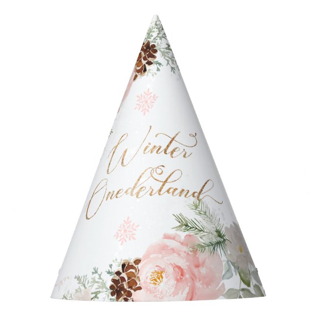 Chapeaux De Fètes L'hiver onederland blush rose fille anniversaire (Devant)