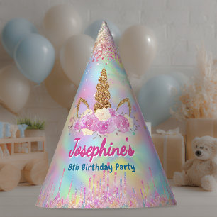 Chapeaux De Fètes Licorne arc-en-ciel rose aqua personnalisé pour an