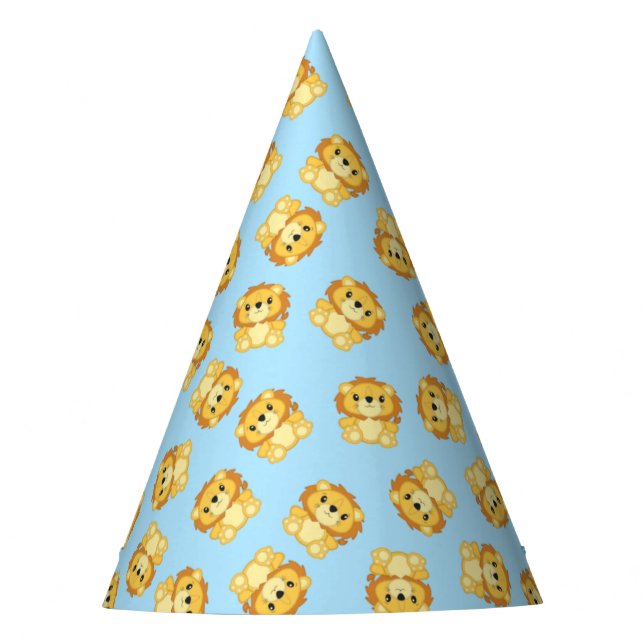 Chapeaux De Fètes Lion Anniversaire Bleu (Devant)