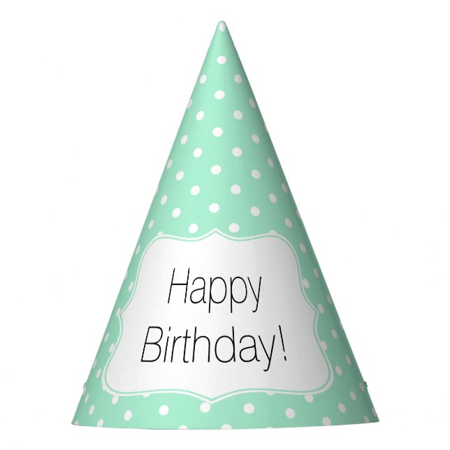 Chapeaux De Fètes Magic Mint et White Polka Dot Anniversaire (Devant)